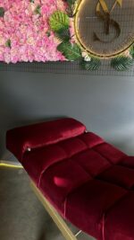 Кушетка Loft з регулюванням квадратна прошивка бордовий велюр - Зображення 7