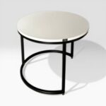 Стіл журнальний лофт круглий білий з чорними ніжками | Столик у вітальню