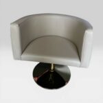 Перукарське крісло OVAL Gold на гідравліці – кругла золота база, бежевий екошкірозамінник