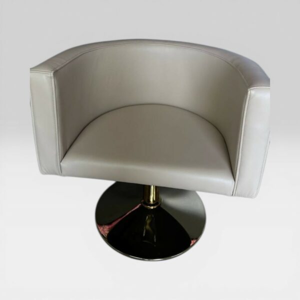 Перукарське крісло OVAL Gold на гідравліці – кругла золота база, бежевий екошкірозамінник