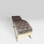 Анатомічна кушетка Loft каретна прошивка – косметологічна кушетка для нарощення вій, золота ніжка