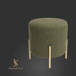 Пуф Loft на ніжках 47×43 см букле зелений, ніжки золото