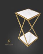 Стійка Loft квадратна, золото, полиці білий мармур - Зображення 3