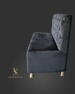 Диван Classic для зони очікування, чорний велюр, каретна прошивка - Зображення 4