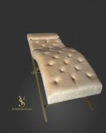 Кушетка Loft для нарощення вій, каретна прошивка / велюр Cappuccino / золото - Зображення 3
