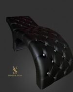 Кушетка Classic для нарощення вій з каретною прошивкою та стразами, чорна екошкіра