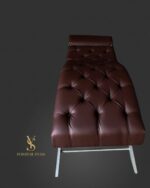 Кушетка Loft з регулюванням узголів'я, каретна прошивка, екошкіра коричнева / срібло - Зображення 3