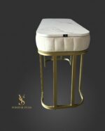 Стіл Art Lux Square для візажу з шухлядою, білий мармур / бежевий велюр / золото - Зображення 3